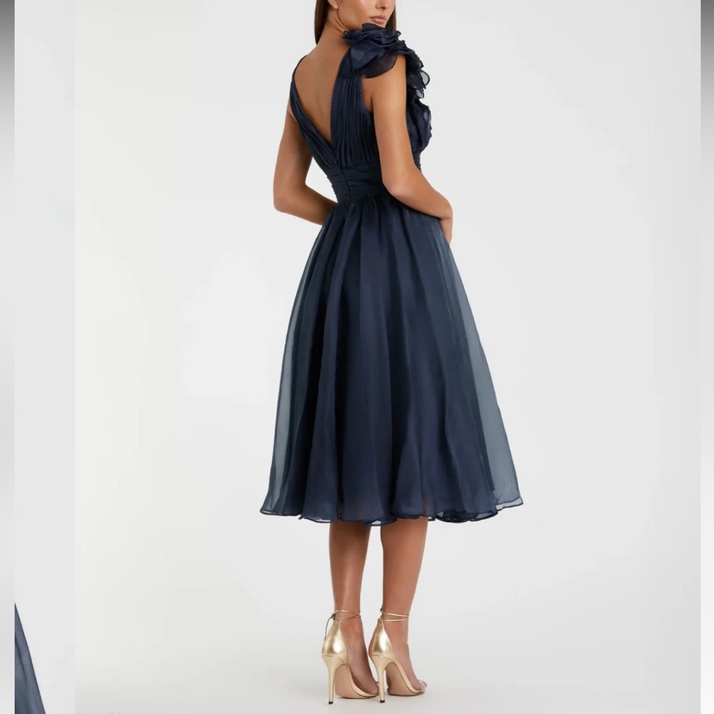 MAC DUGGAL 49494 Sleeveless Chiffon A-Line Tea Length Cocktail Dress Size 14 NWT - Picture 3 of 6